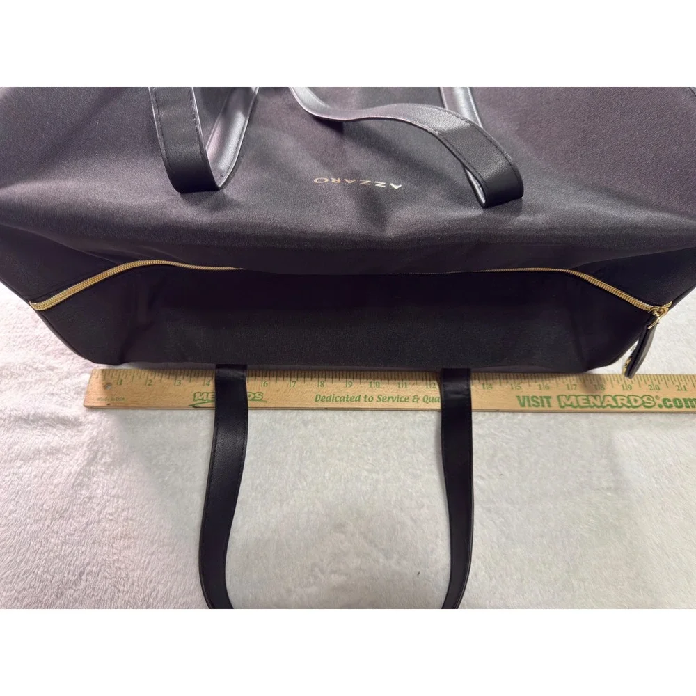 Azzaro Black Travel Duffel Bag Weekend Overnight Carry On Leather‎ Accents